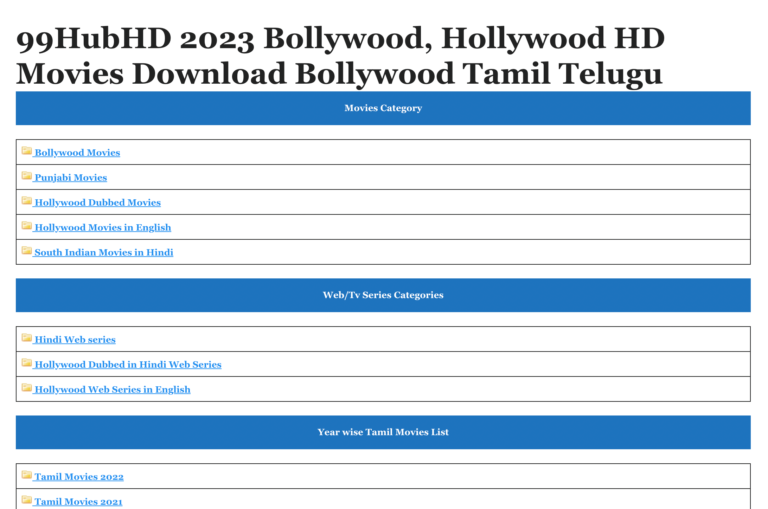 99HubHD: 🎬 Watch Bollywood, Hollywood, Tamil, Telugu 1080p
